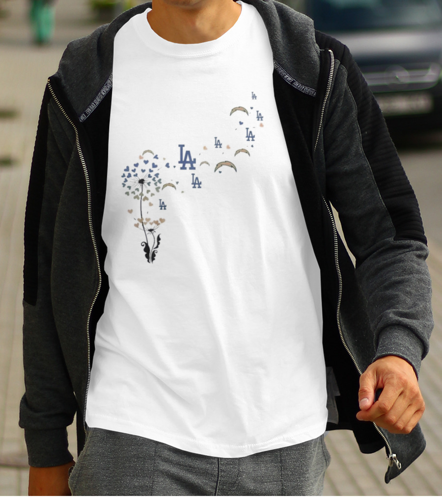 Los Angeles LA Dandelion Design With Team References T-Shirt