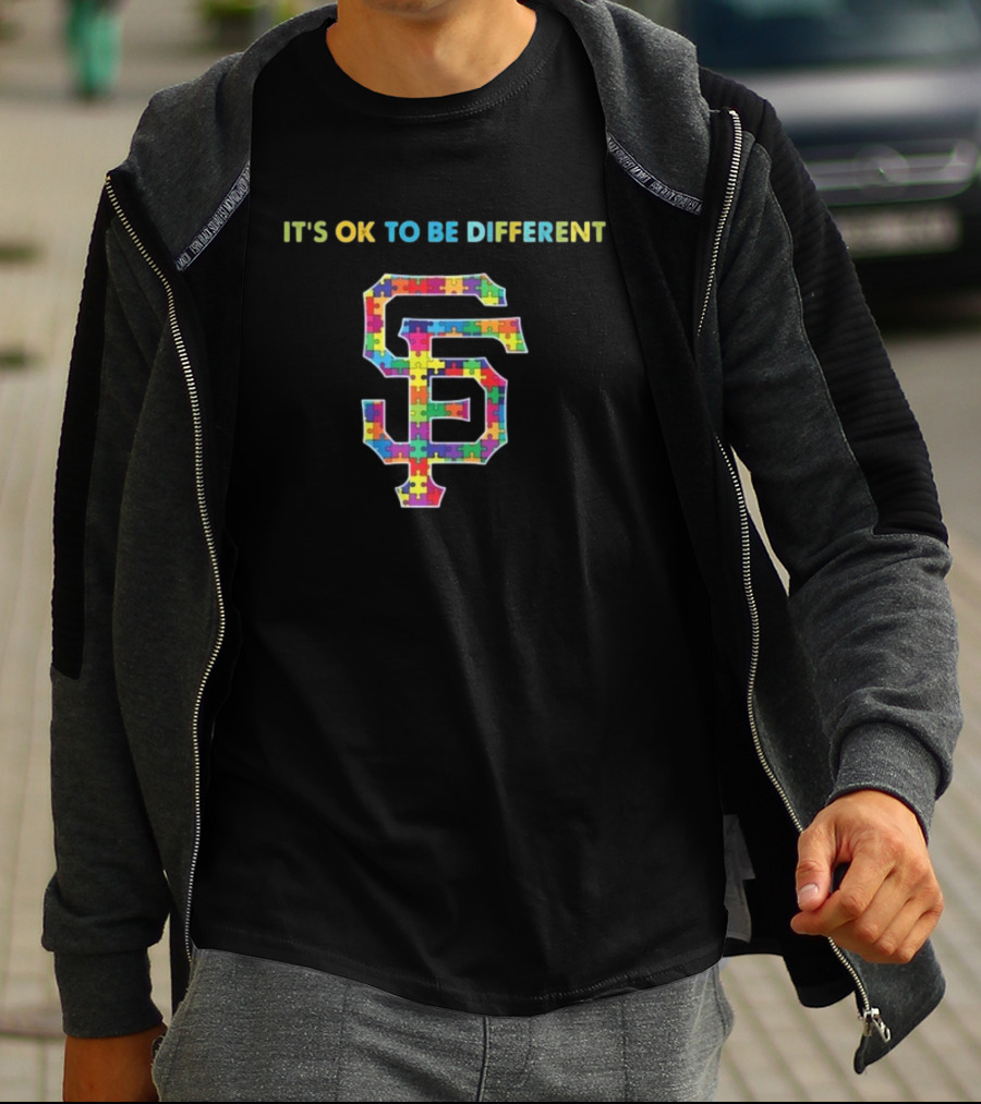 MLB San Francisco Giants It's OK To Be Different Autism Puzzle Pattern T-Shirt