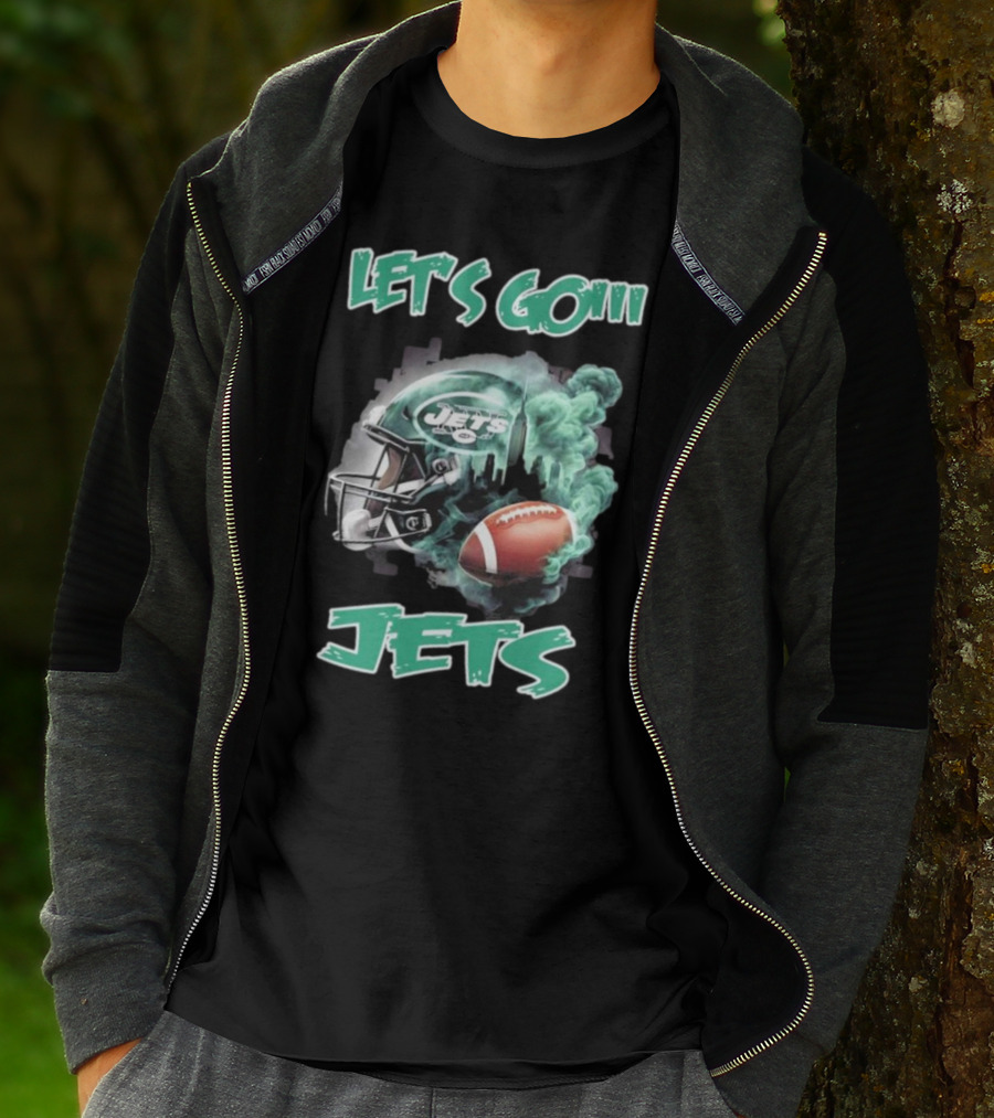 Let’s Go New York Jets Vintage Helmet And Football T-Shirt