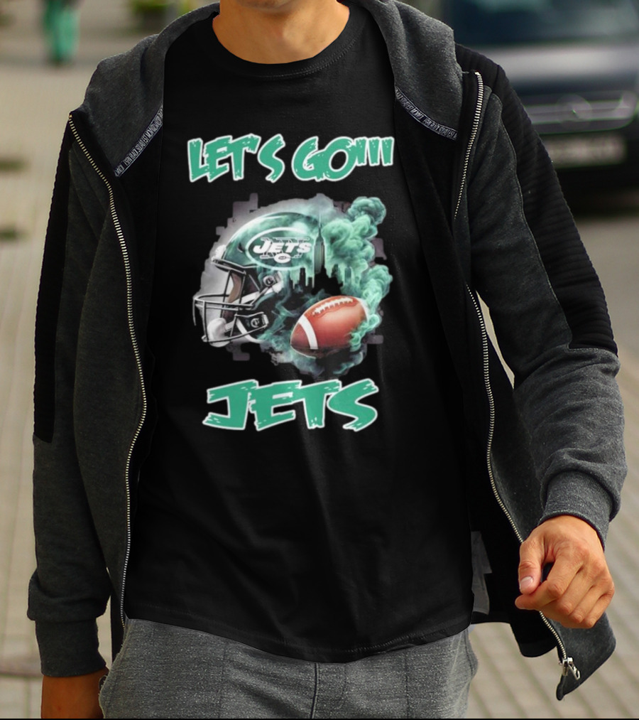 Let’s Go New York Jets Vintage Helmet And Football T-Shirt