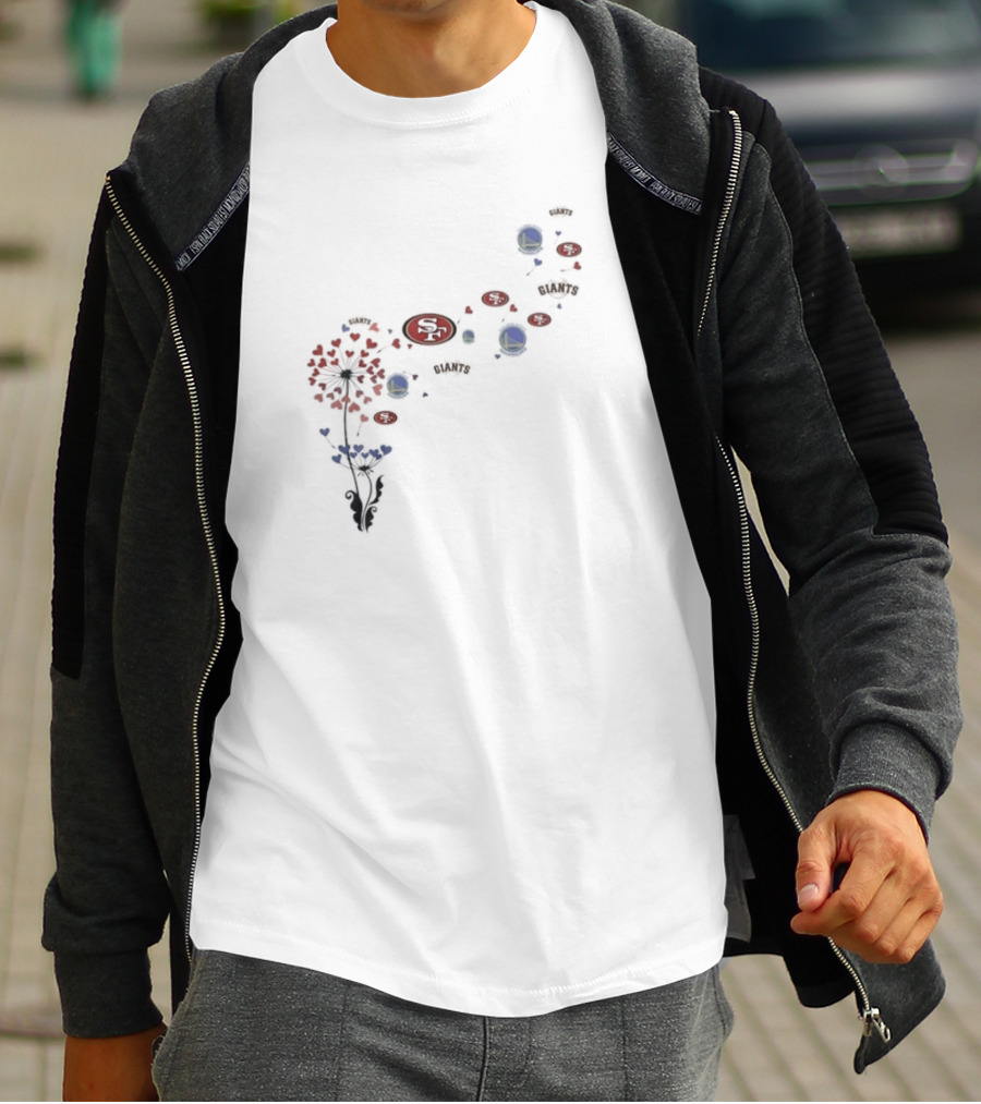 San Francisco 49ers Giants Warriors Floral Dandelion Burst T-Shirt