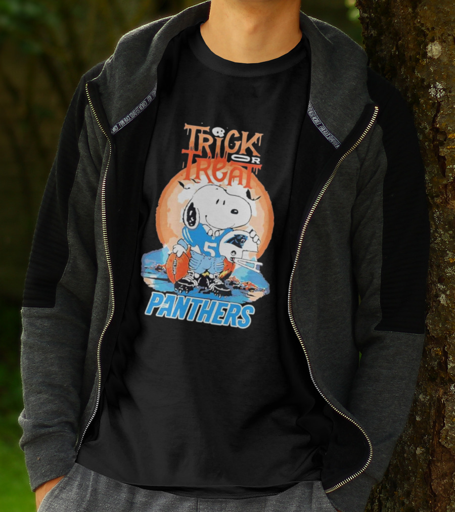 Trick Or Treat Snoopy Panthers Carolina NFL Inspired T-Shirt