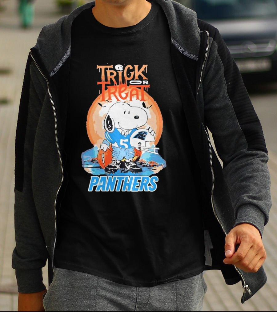 Trick Or Treat Snoopy Panthers Carolina NFL Inspired T-Shirt