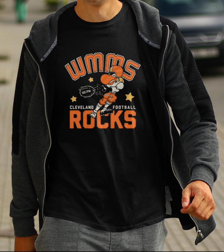 WMMS 100.7FM Cleveland Football Rocks Mascot T-Shirt