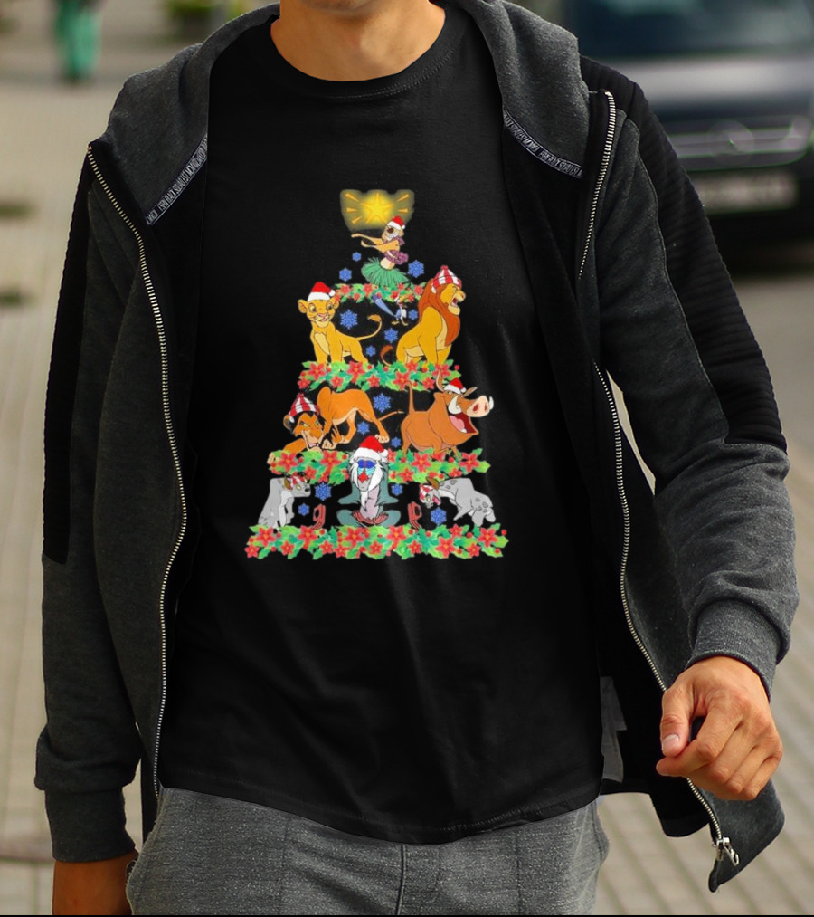 Lion King Characters Christmas Tree Very Merry Xmas Party T-Shirt