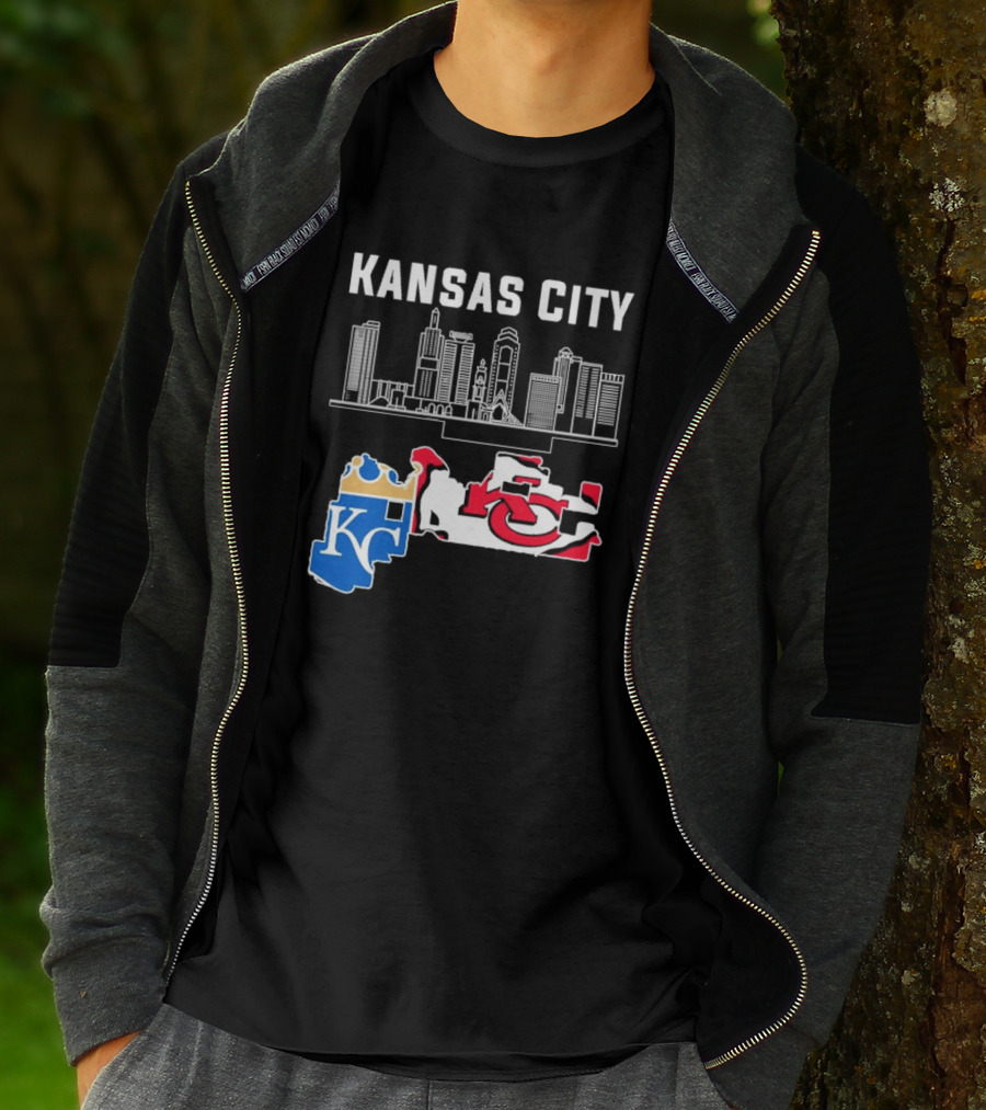 Kansas City Skyline With Chiefs And Royals T-Shirt