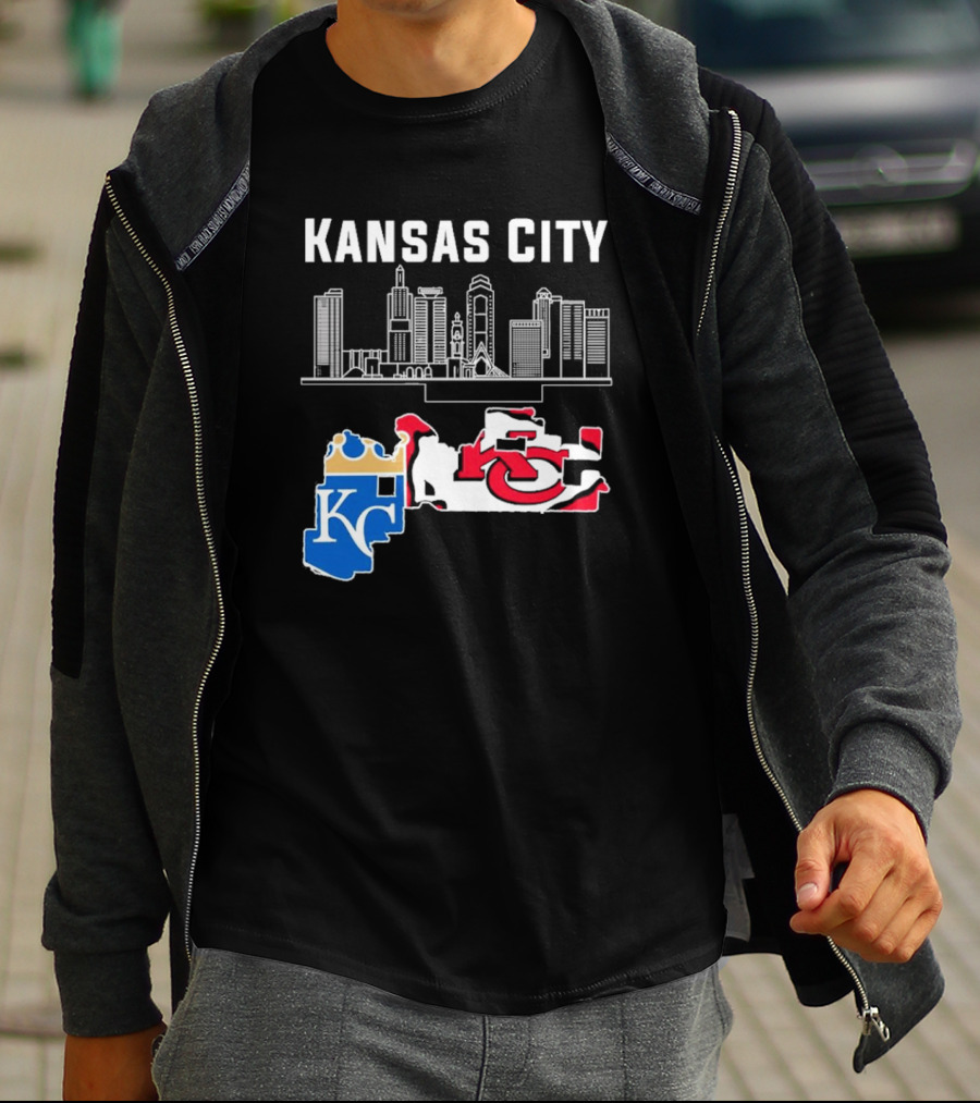 Kansas City Skyline With Chiefs And Royals T-Shirt