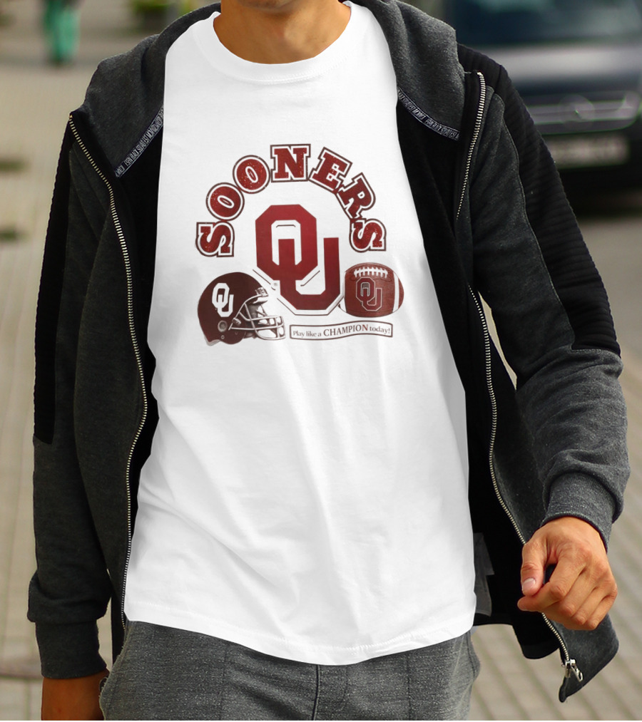 Oklahoma Sooners OU Helmet Football Play Like A Champion Today T-Shirt