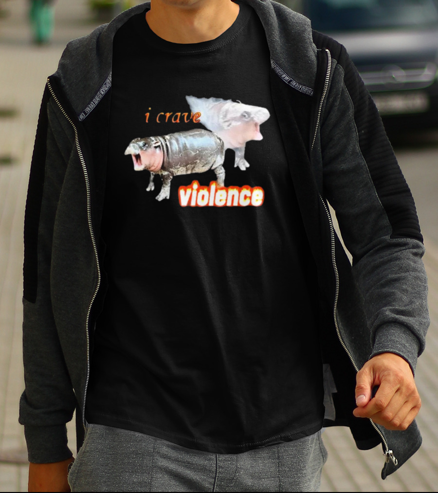 Snazzyseagull I Crave Violence Moo Deng Animal Hybrid Creatures T-Shirt