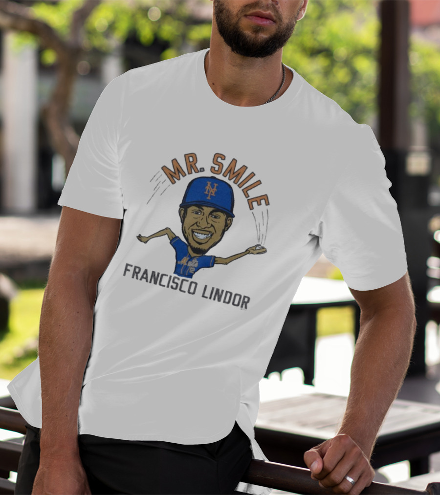 Mr. Smile New York Mets Francisco Lindor Caricature T-Shirt