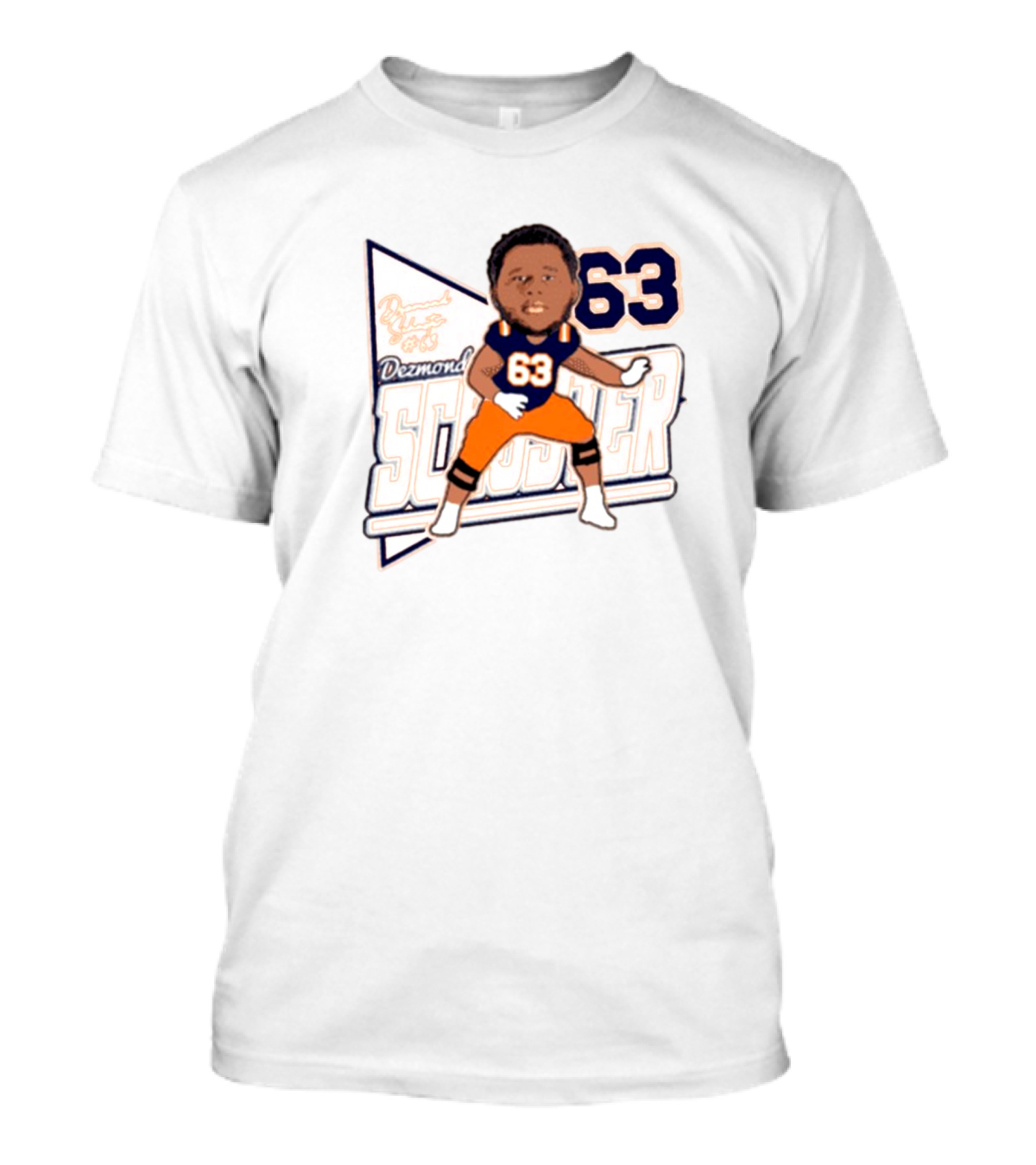 Dezmond Schuster #63 Illinois Fighting Illini Football Caricature Autograph T-Shirt