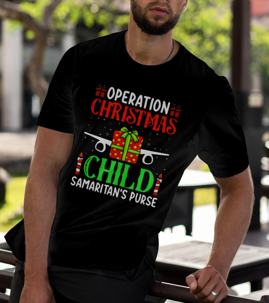Operation Christmas Child Samaritan's Purse Airplane Gift Box Candles T-Shirt