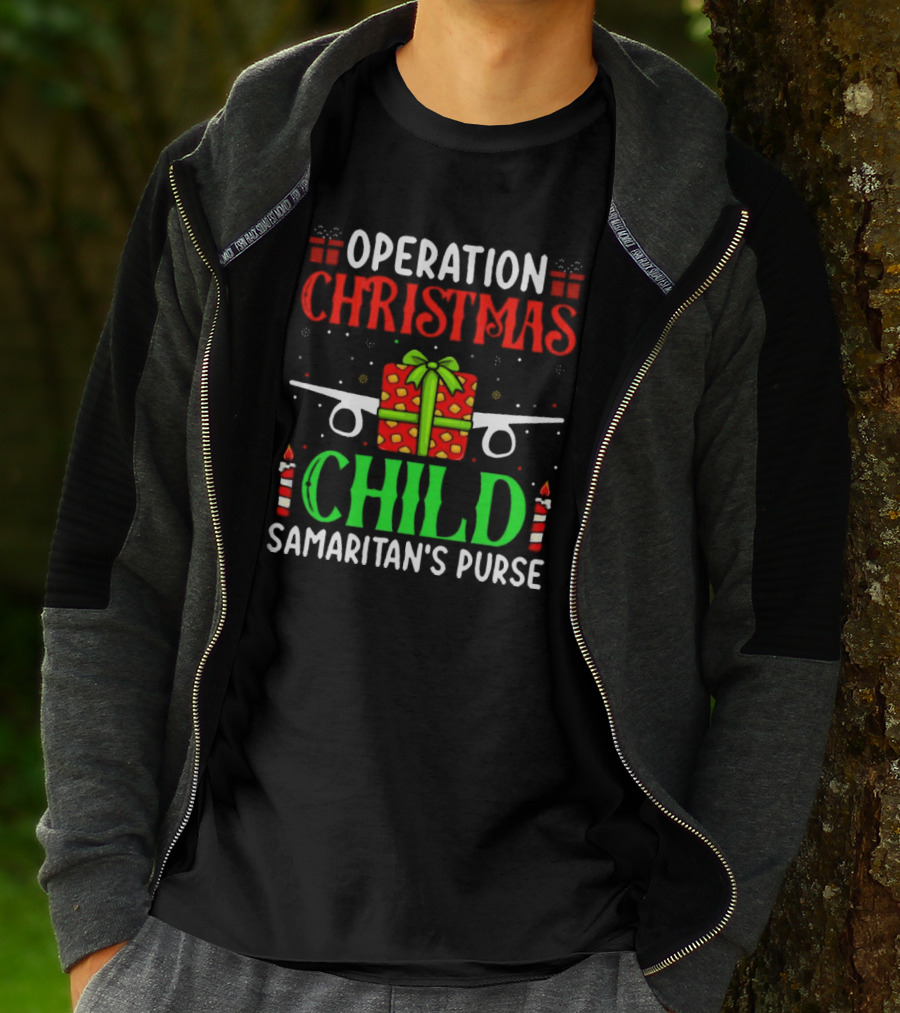 Operation Christmas Child Samaritan's Purse Airplane Gift Box Candles T-Shirt