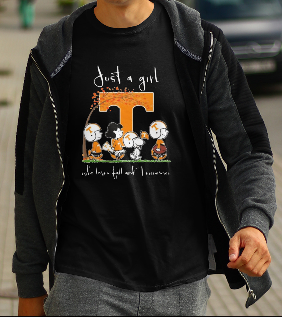 Peanuts Characters Just A Girl Who Loves Fall And Tennessee Vols T-Shirt
