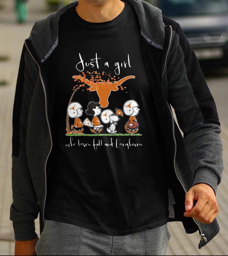 Peanuts Characters Just A Girl Who Loves Fall And Longhorns T-Shirt