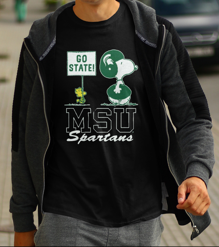 Peanuts Snoopy Woodstock MSU Spartans Go State T-Shirt