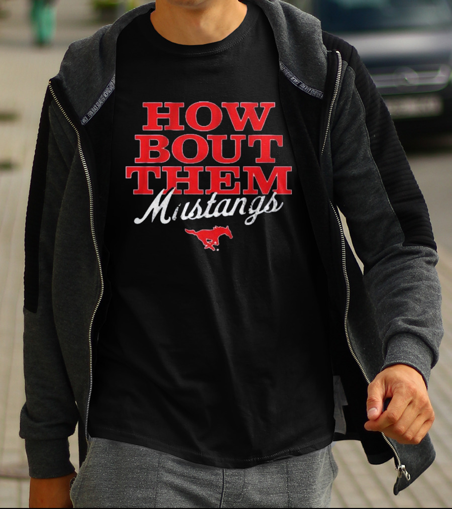 SMU Football How Bout Them Mustangs Red Mustang T-Shirt