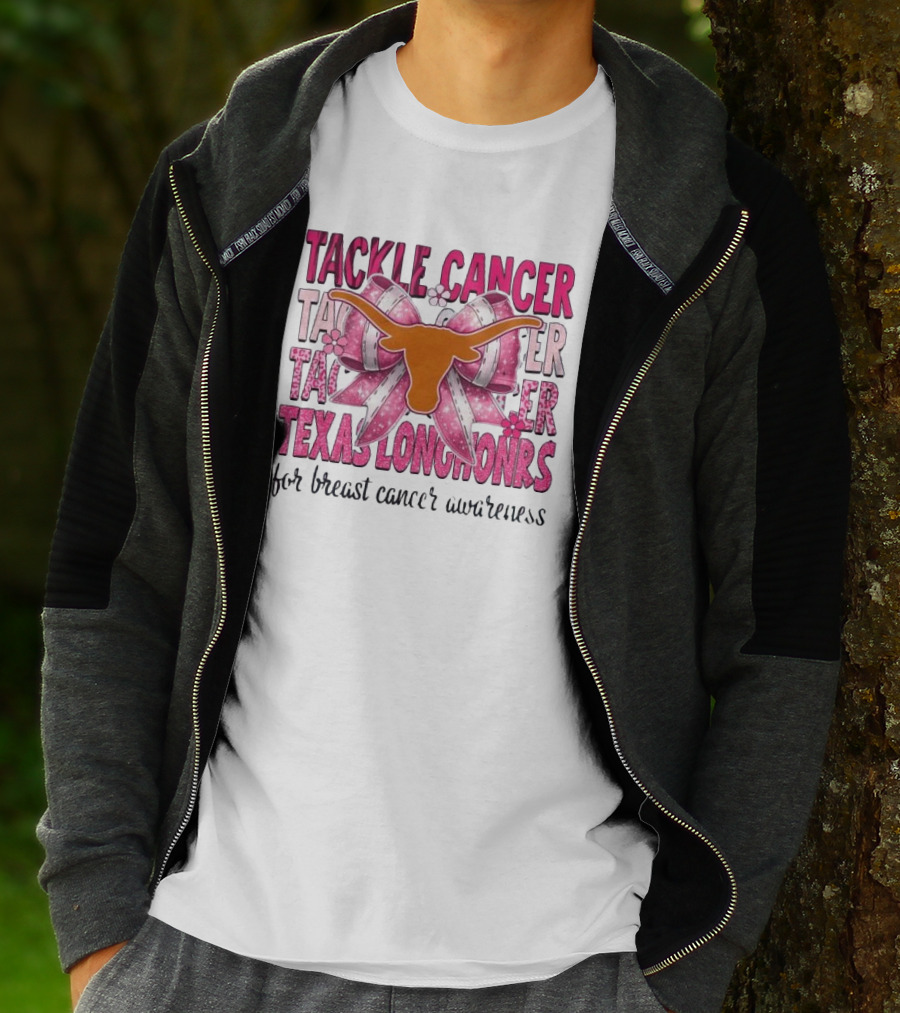 Tackle Cancer Texas Longhorns For Breast Cancer Awareness T-Shirt