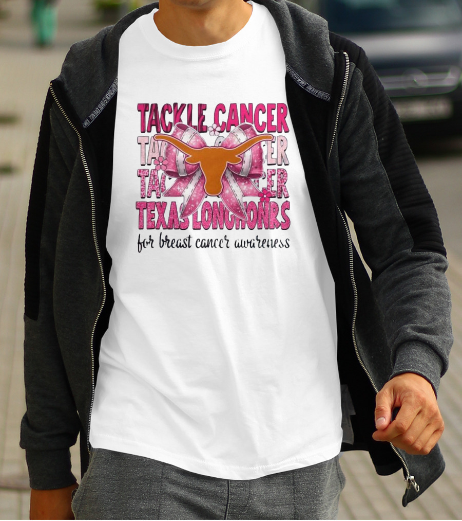Tackle Cancer Texas Longhorns For Breast Cancer Awareness T-Shirt