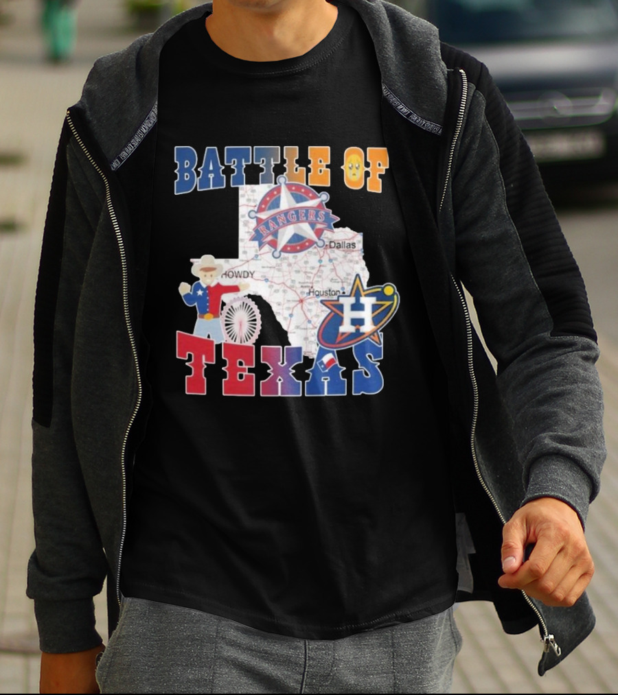 Battle Of Texas Rangers Astros Map T-Shirt