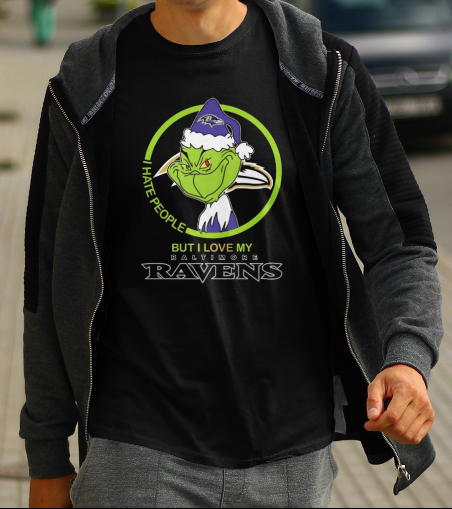 Grinch I Hate People Love My Baltimore Ravens T-Shirt