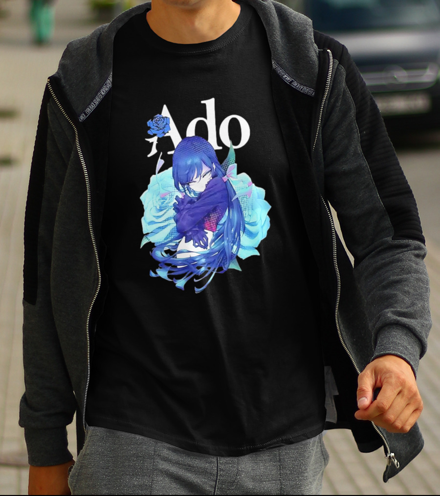 Ado Roses Pose Blue Hair Art Japanese Singer Anime T-Shirt