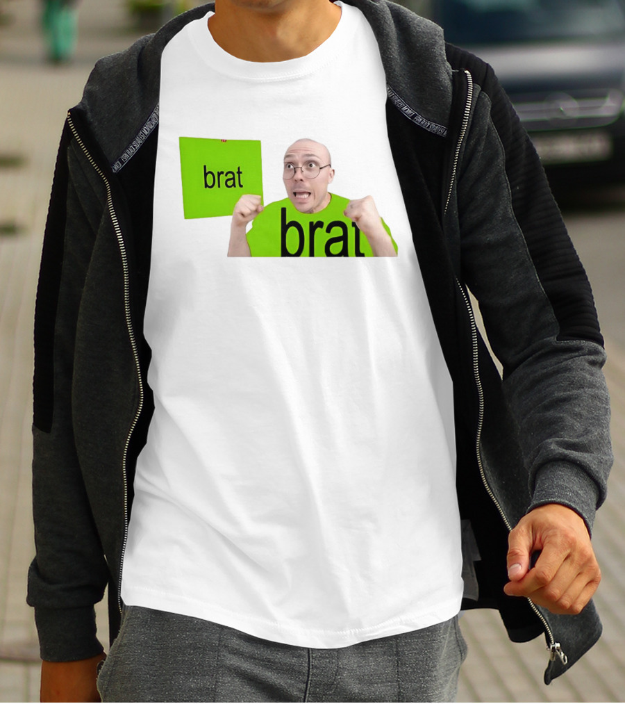 Anthony Fantano Brat Neon Green Double Brat Face T-Shirt