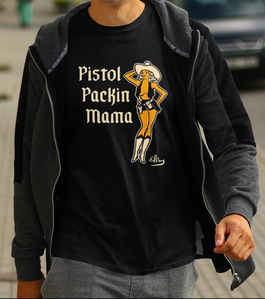 Elrayartist Pistol Packin’ Mama Vintage Cowgirl T-Shirt