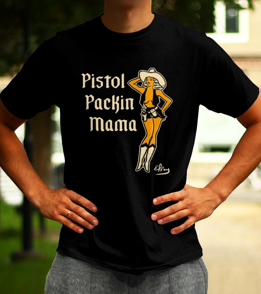 Elrayartist Pistol Packin’ Mama Vintage Cowgirl T-Shirt