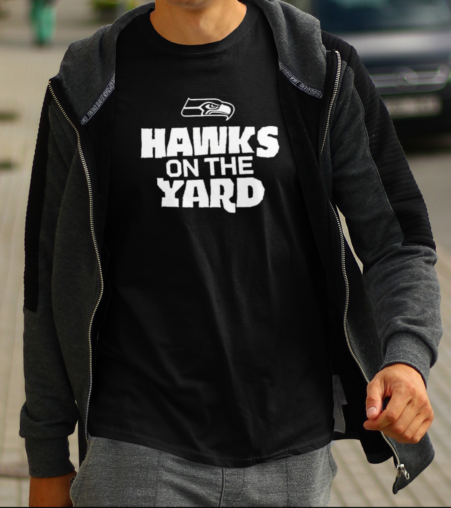Seattle Seahawks Hawks On The Yard NFL T-Shirt