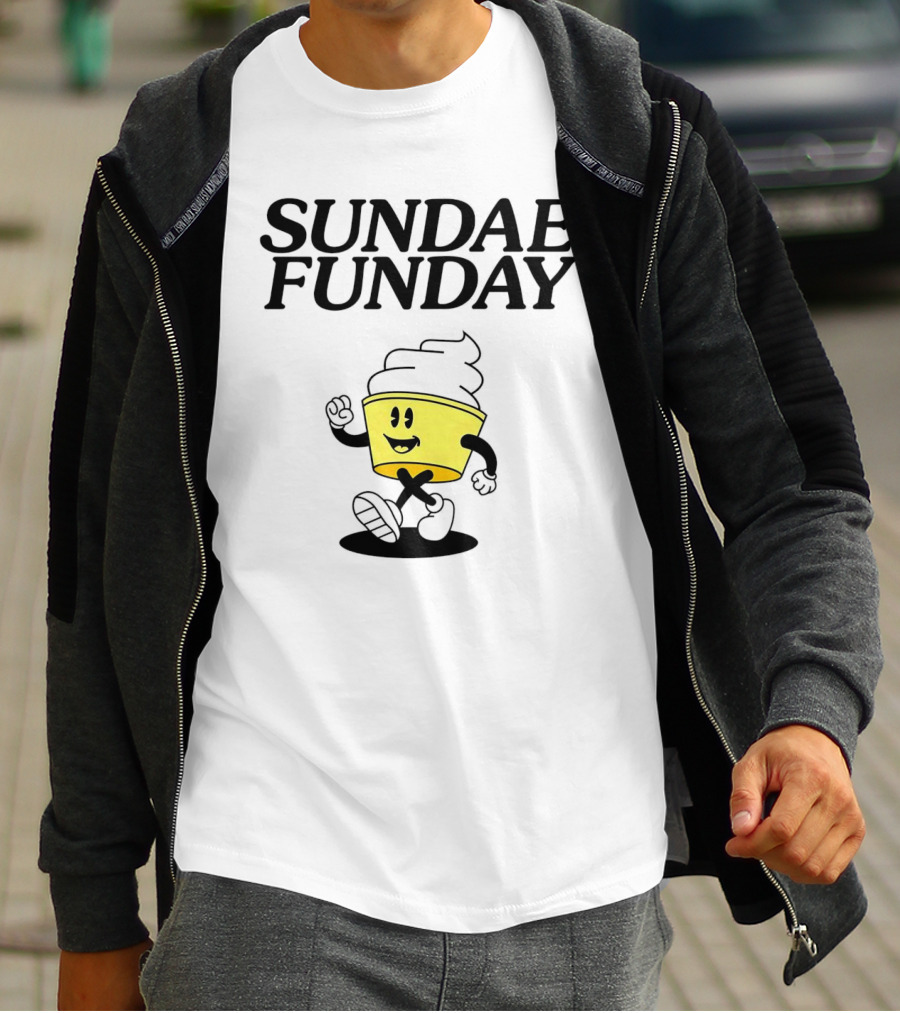 Sundae Funday Smiley Face Walking Ice Cream Cup T-Shirt
