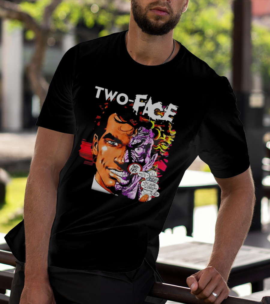 TWO-FACE DC Comics Character Split Face Villain Text Bubble T-Shirt