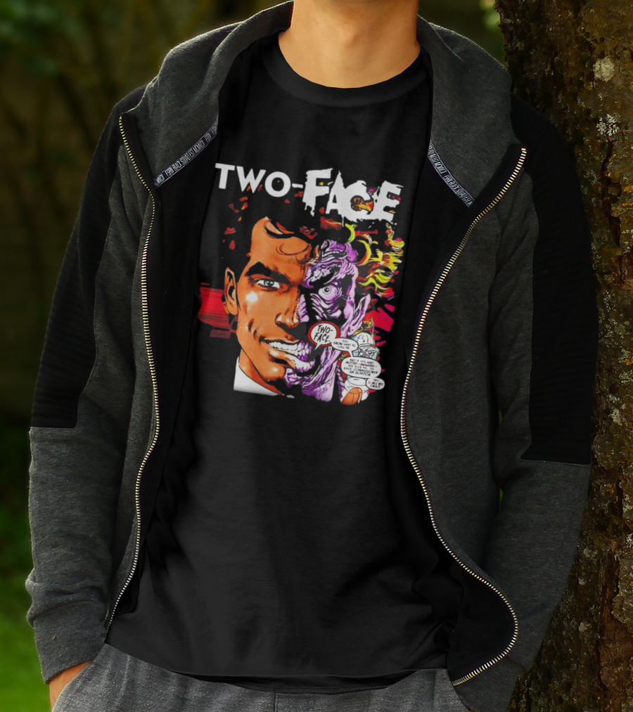 TWO-FACE DC Comics Character Split Face Villain Text Bubble T-Shirt