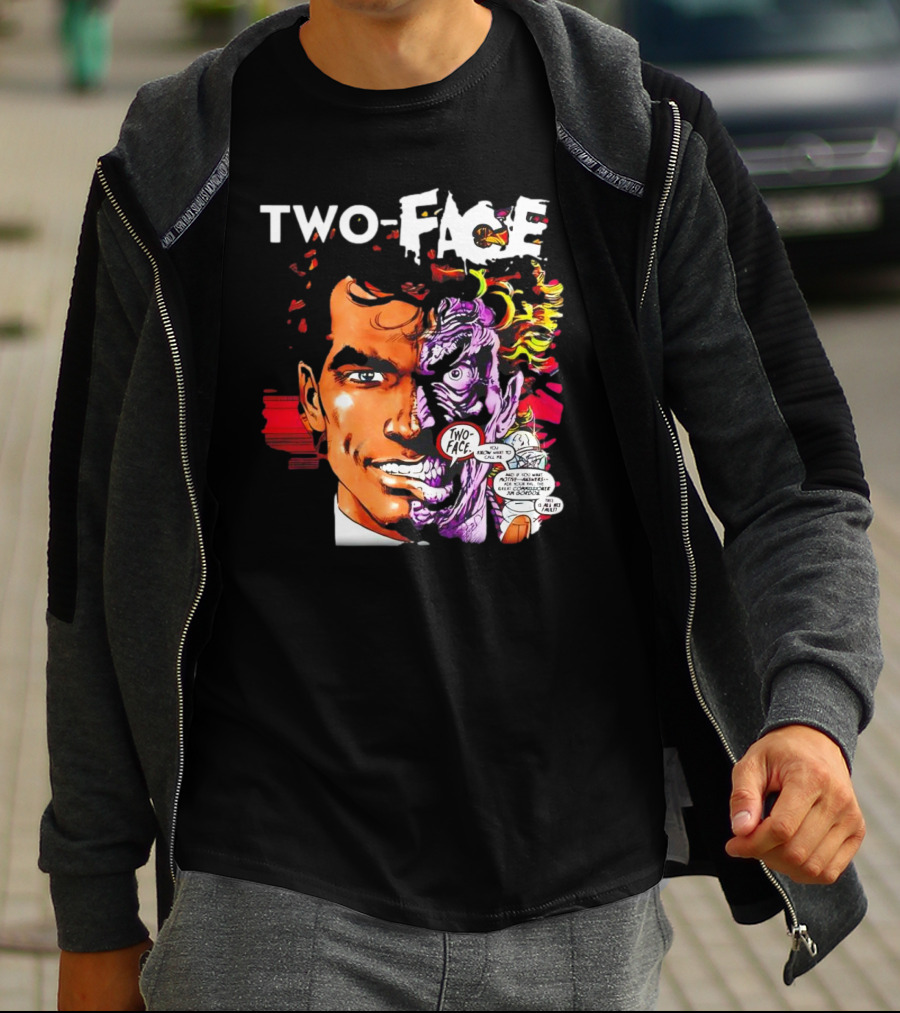 TWO-FACE DC Comics Character Split Face Villain Text Bubble T-Shirt