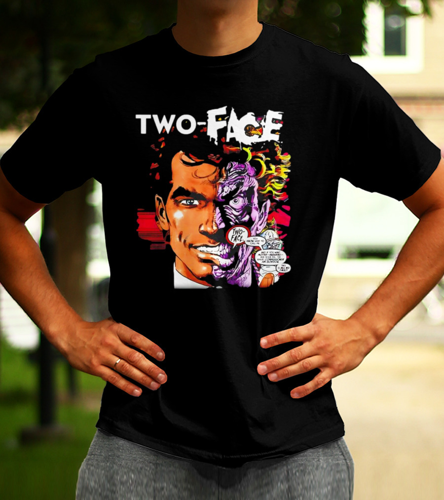 TWO-FACE DC Comics Character Split Face Villain Text Bubble T-Shirt