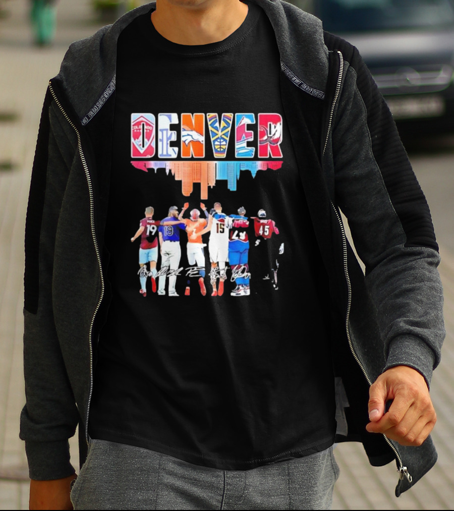 Denver City Skyline Rapids Rockies Broncos Nuggets Avalanche Mammoth Team Spirit T-Shirt