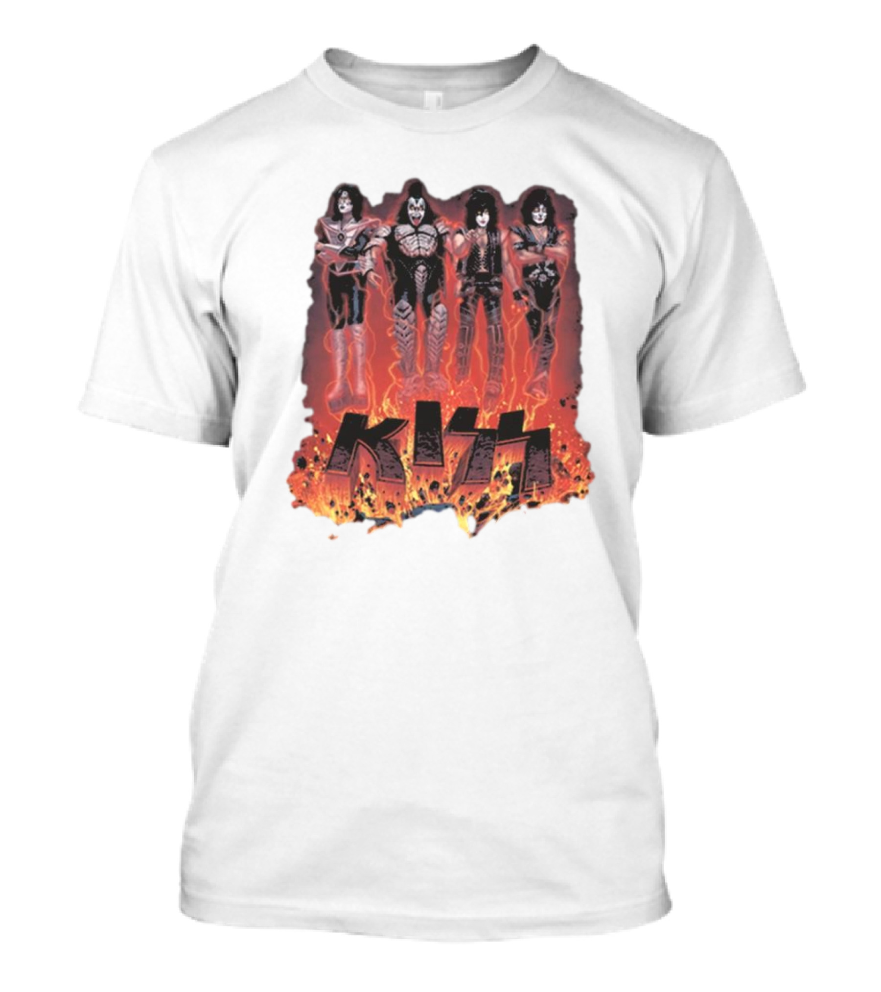 KISS Band Members Surrounded By Flames T-Shirt