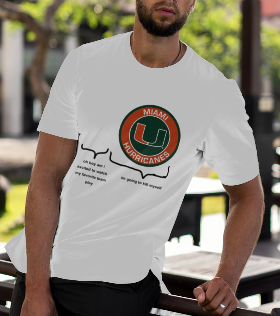 Miami Hurricanes Oh Boy Am I Excited To Watch My Favorite Team Play I'm Going To Kill Myself T-Shirt