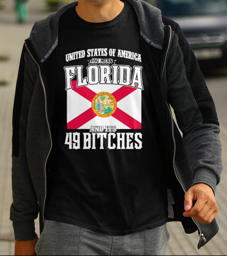 United States Of America You Mean Florida And Its 49 Bitches Flag T-Shirt