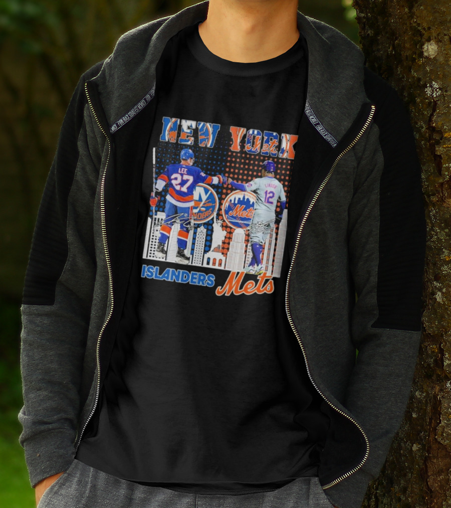 New York Islanders Mets Anders Lee Francisco Lindor Collaboration T-Shirt