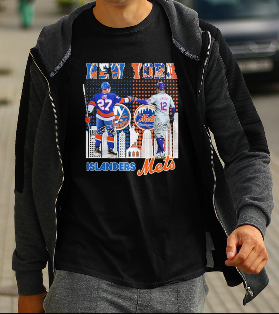 New York Islanders Mets Anders Lee Francisco Lindor Collaboration T-Shirt
