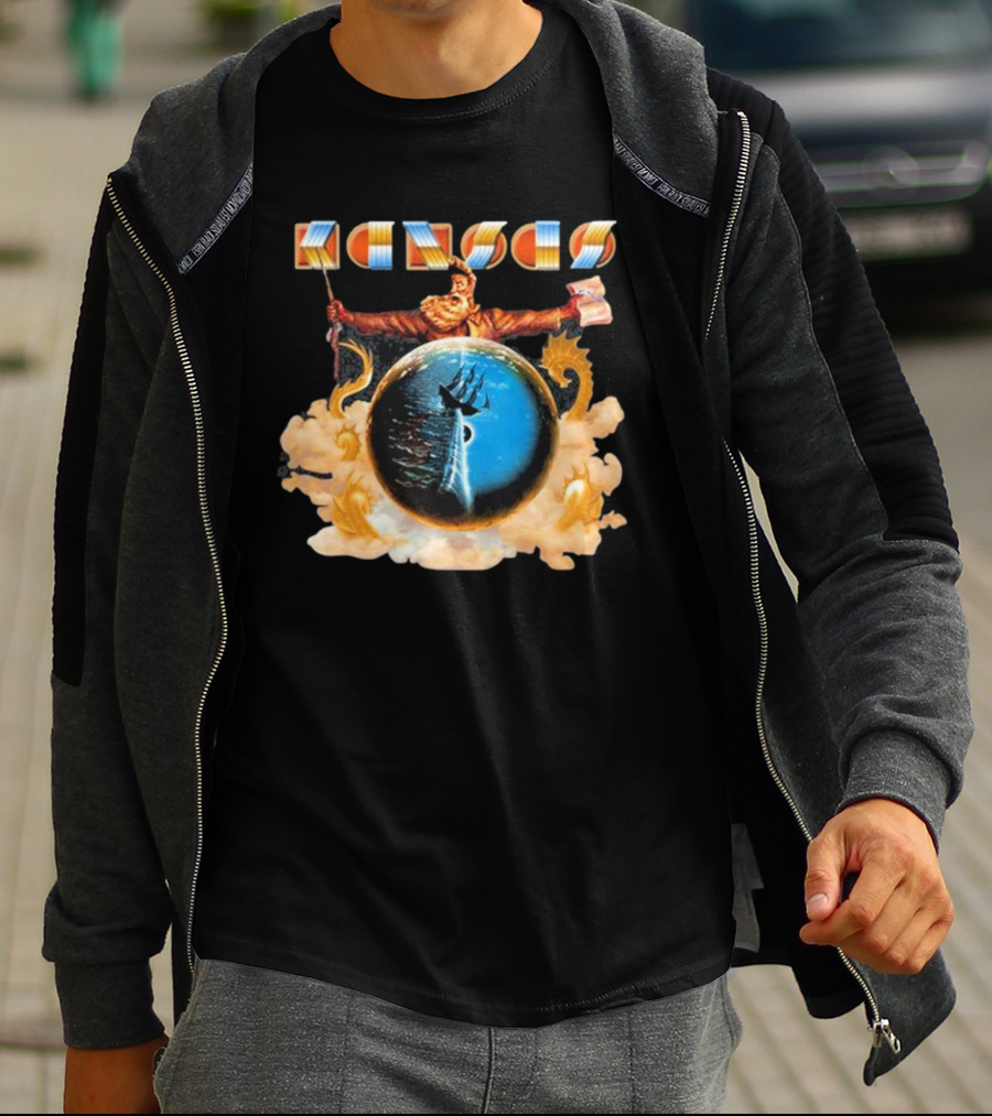 Kansas John Brown Nautical Ship In Storm Cloud Background T-Shirt