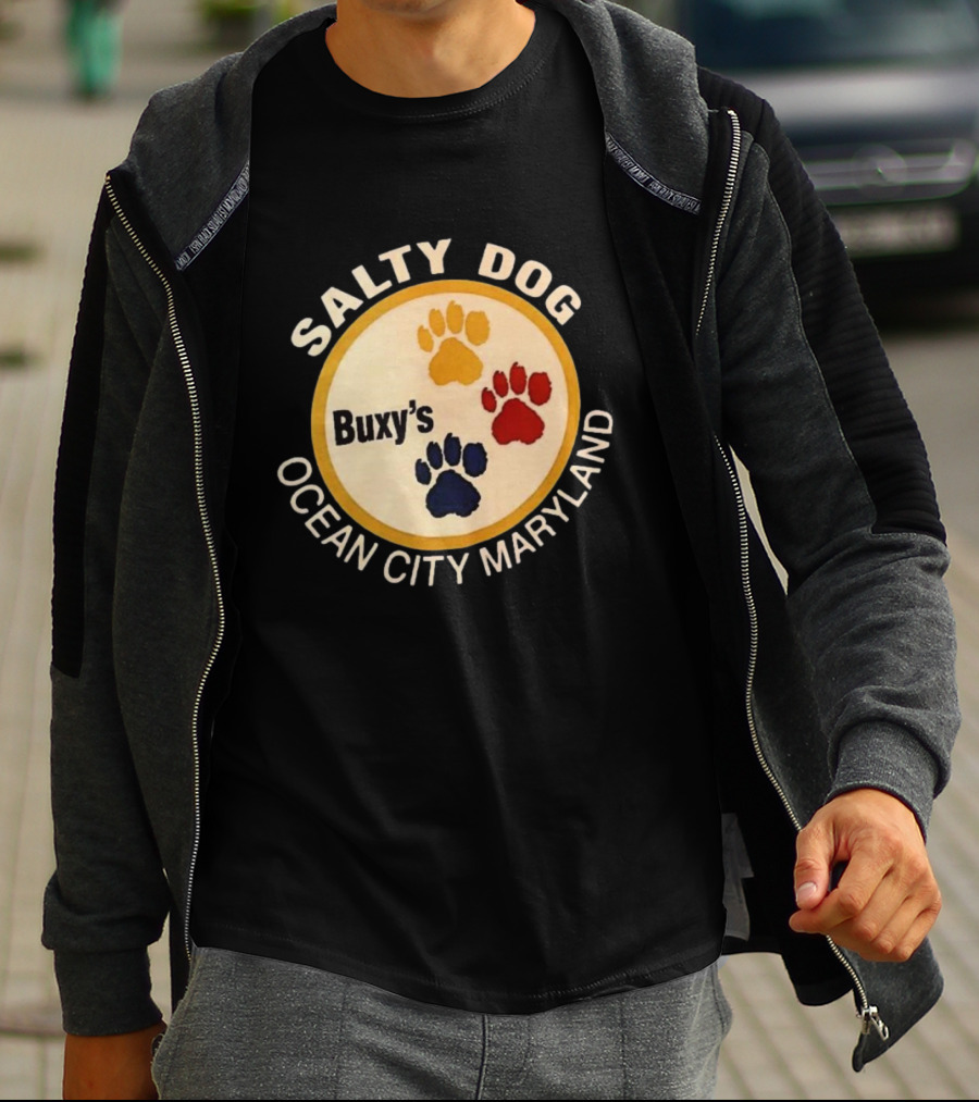 Salty Dog Buxy’s Ocean City Maryland Three Paw Prints T-Shirt