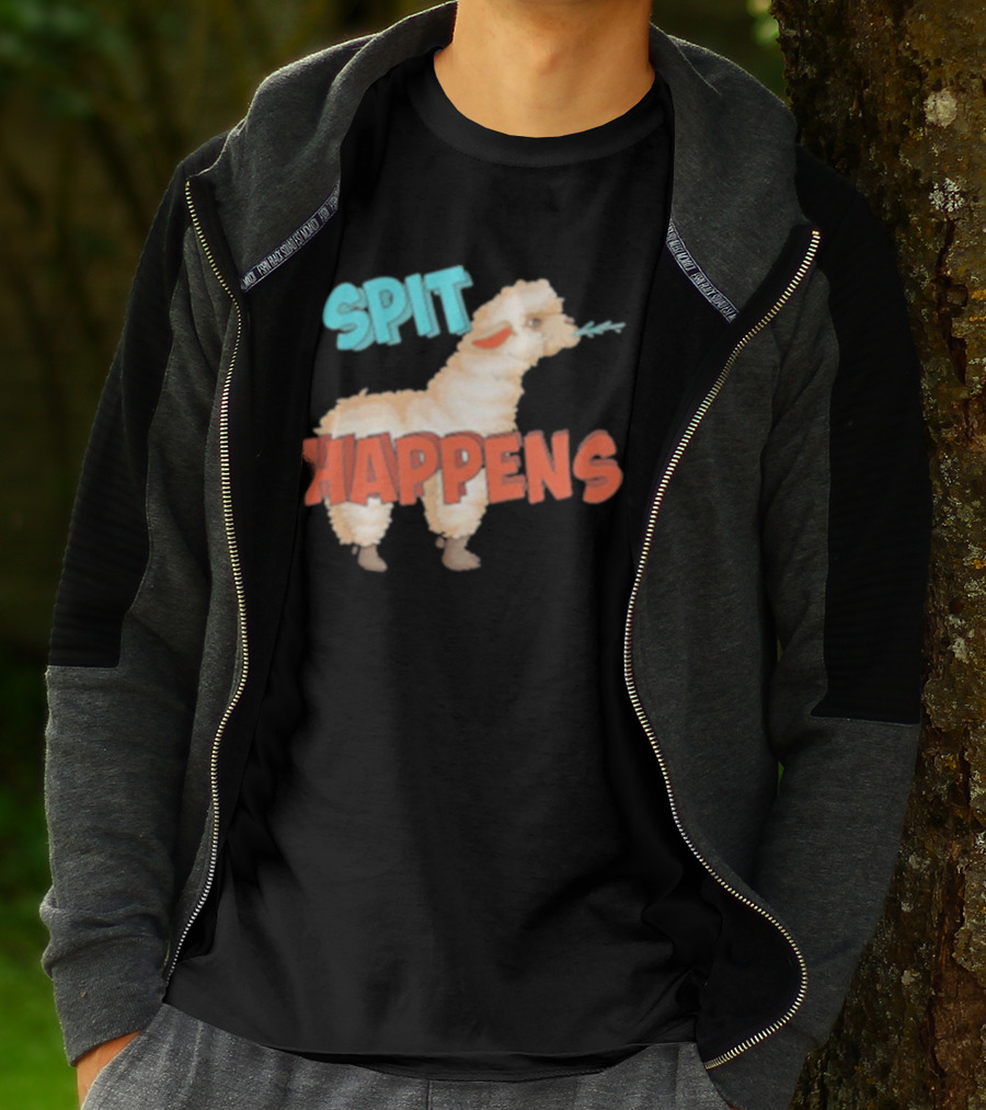 Spit Happens Llama Alpaca Chewing T-Shirt