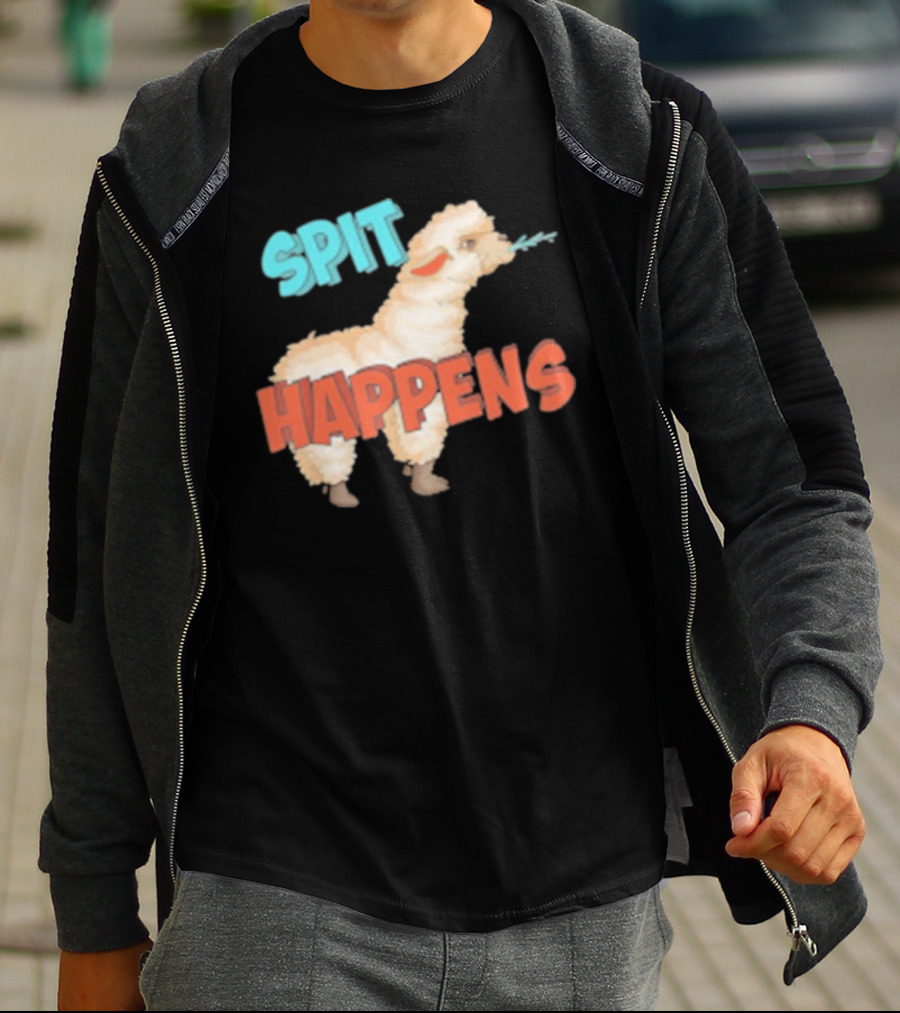 Spit Happens Llama Alpaca Chewing T-Shirt