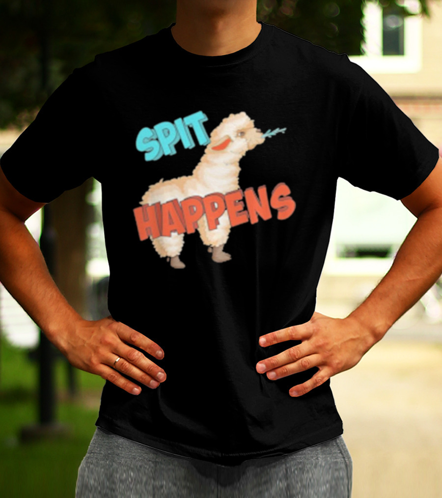 Spit Happens Llama Alpaca Chewing T-Shirt