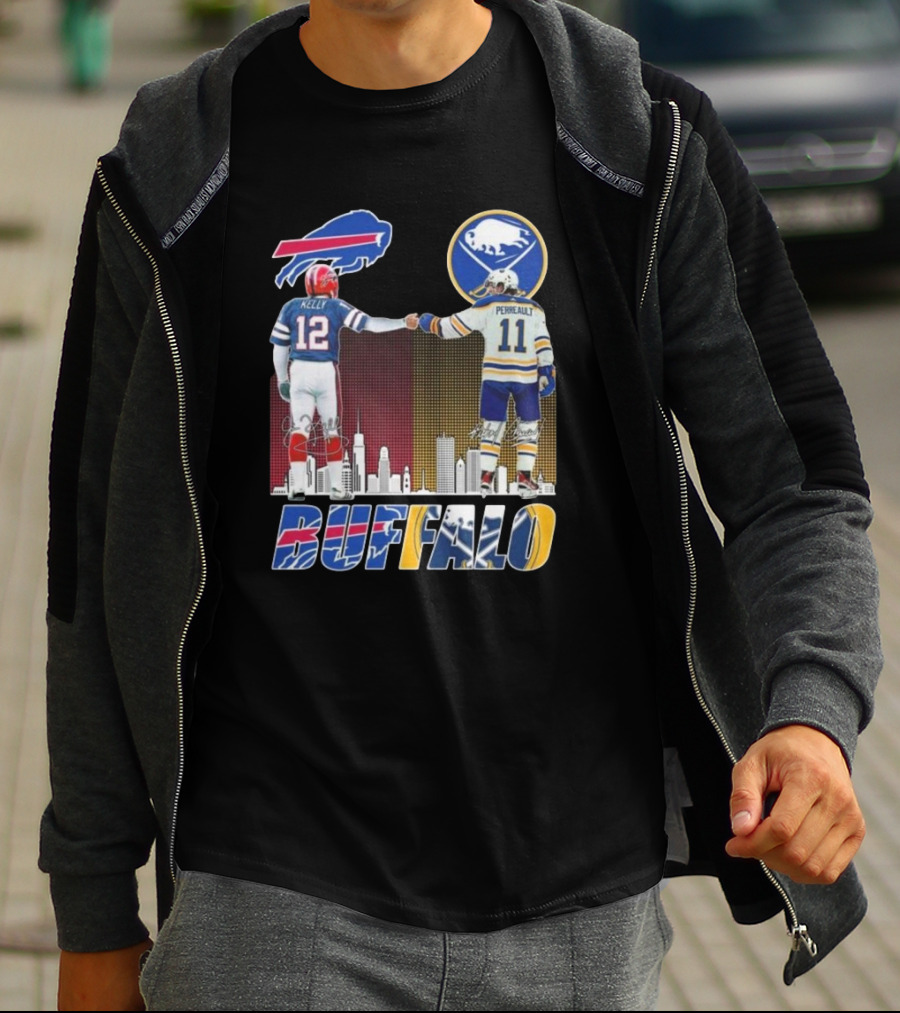 Buffalo Bills Sabres Kelly Perreault Signatures Skyline T-Shirt