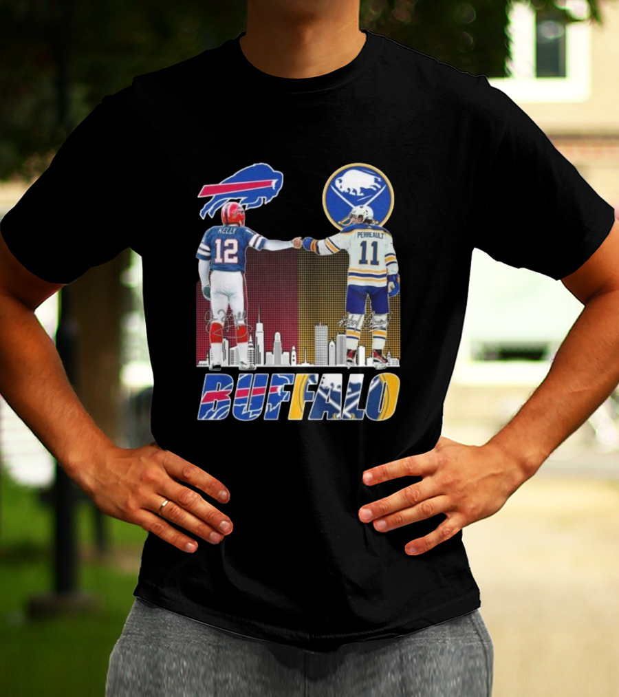 Buffalo Bills Sabres Kelly Perreault Signatures Skyline T-Shirt