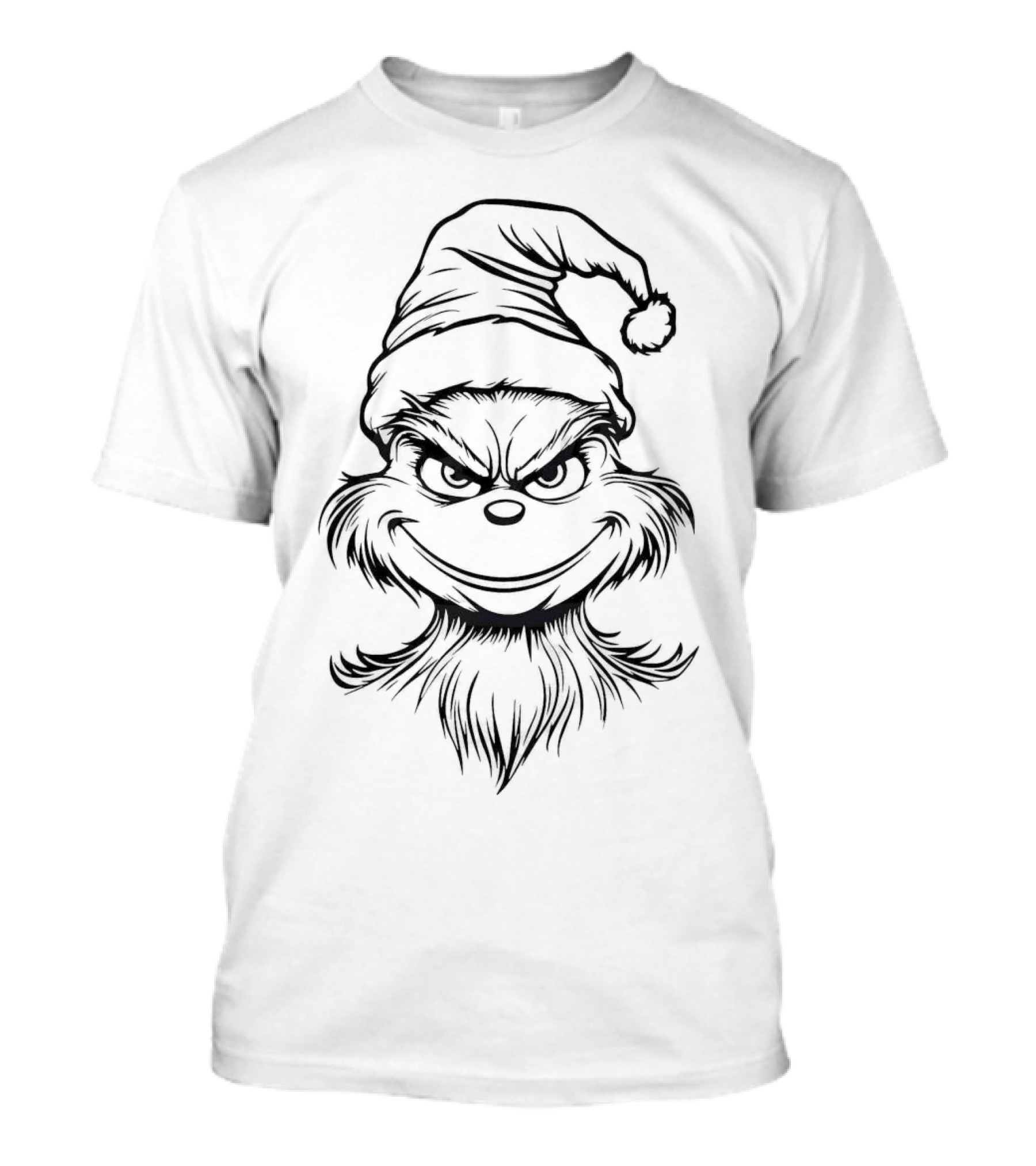 Grinch Face Outline Merry Christmas T-Shirt
