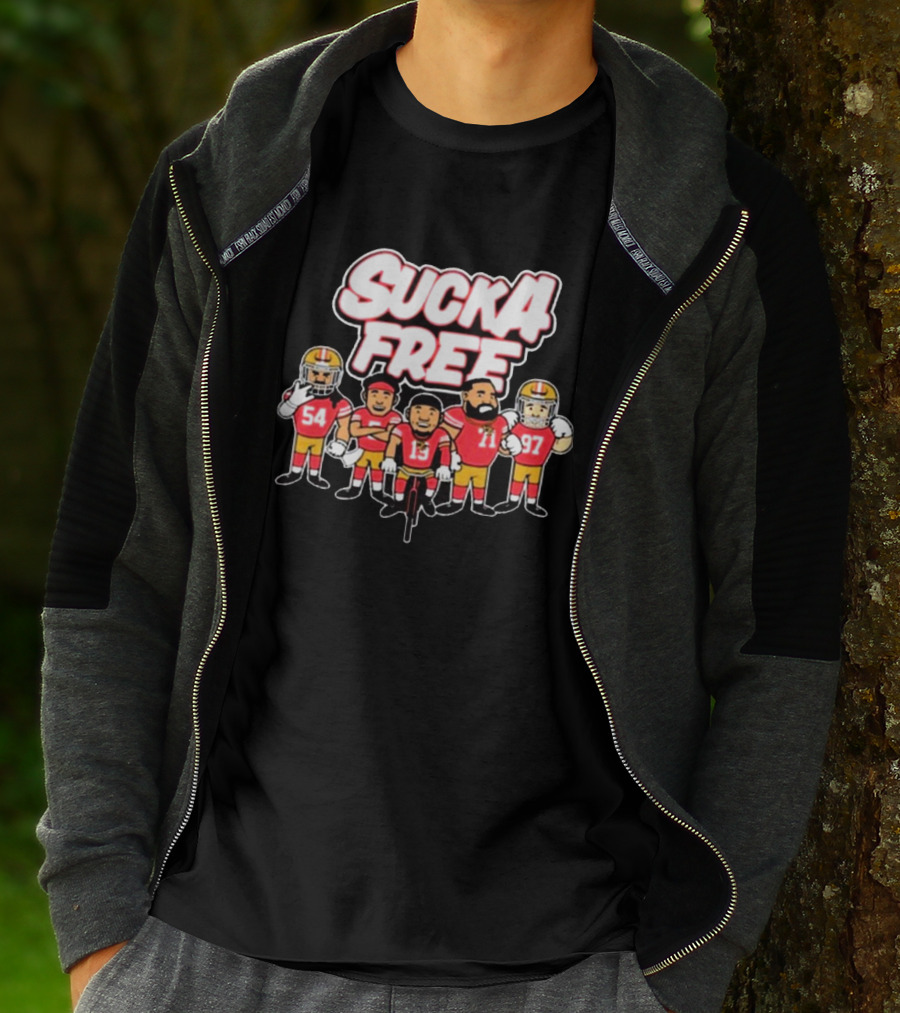 Sucka Free 5 San Francisco 49ers NFL Cartoon Players 54 13 71 97 T-Shirt